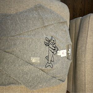 JW ANDERSON Gray Fish Motif Crewneck Sweater